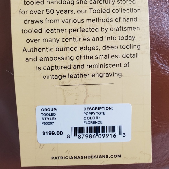 Patricia Nash Poppy Tooled Florence Handbag - Picture 8 of 8